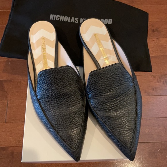 Nicholas Kirkwood Black Calfskin Beya Mules 37 - Picture 4 of 12